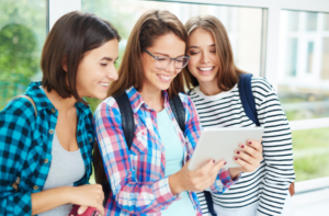 Kids looking at tablet